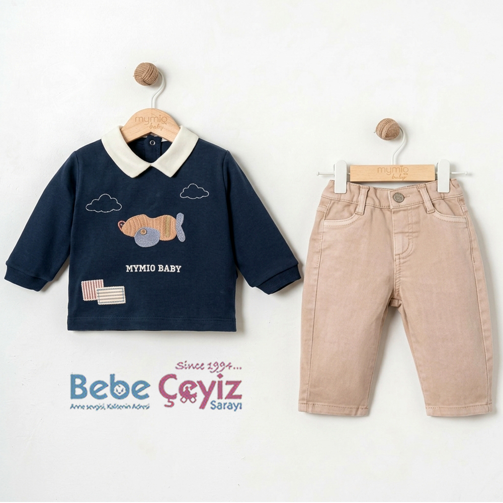 Takım...Selanik Nakışlı 2li Erkek Lacivert