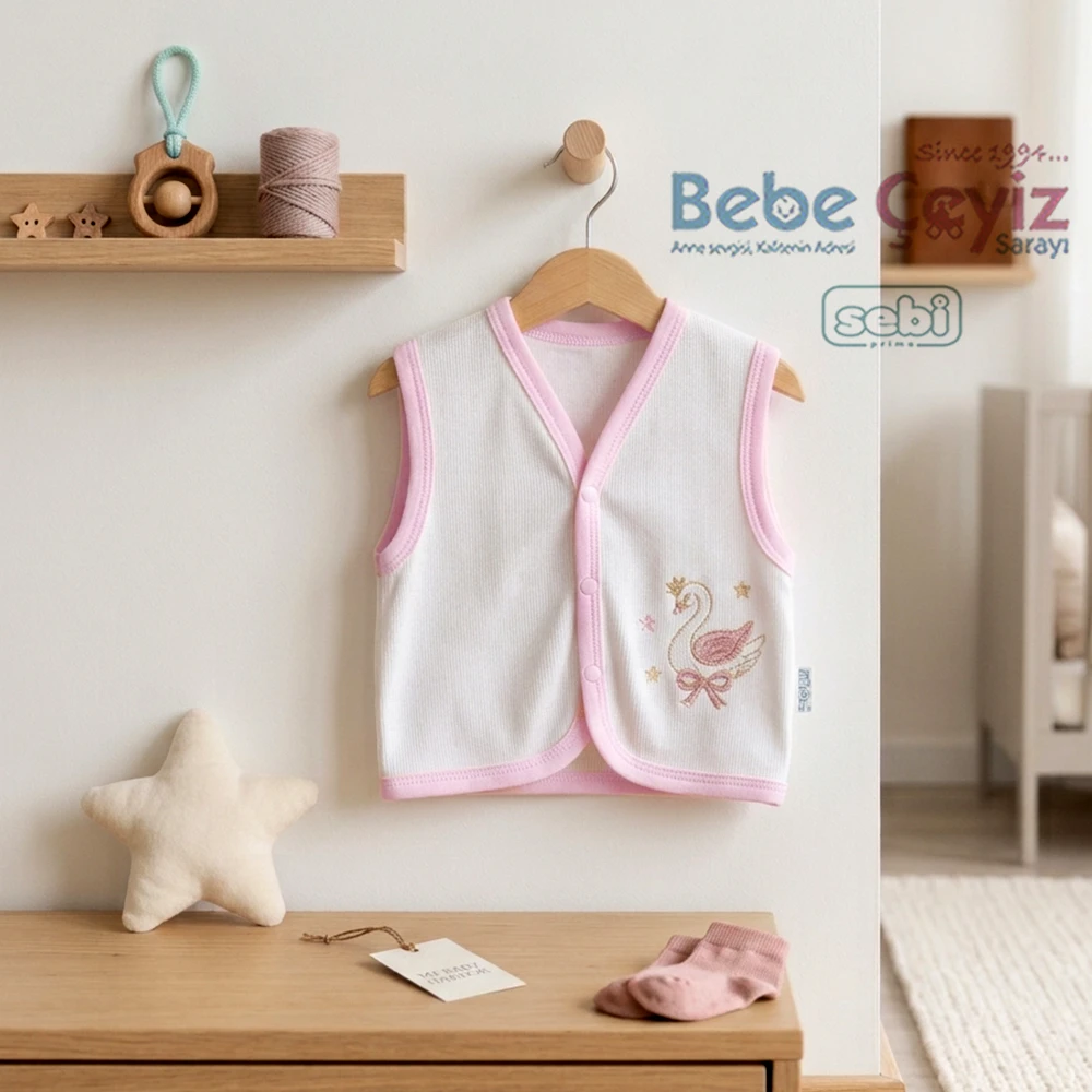 SEBİ PRİME Kuğu Temalı Yelek ( Pembe )