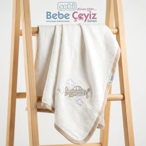 SEBİ PRİME Ottoman Waffle Uçak Battaniye  ( Bej )